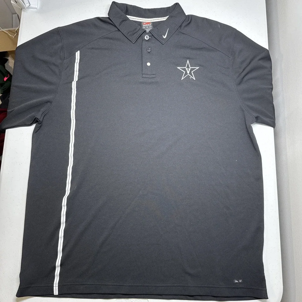 Vanderbilt Commodores Mens Nike Dri-Fit Black Team Apparel Golf Polo Shirt, XL